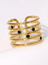 Multi-Layer Gold Ring with Black Stones