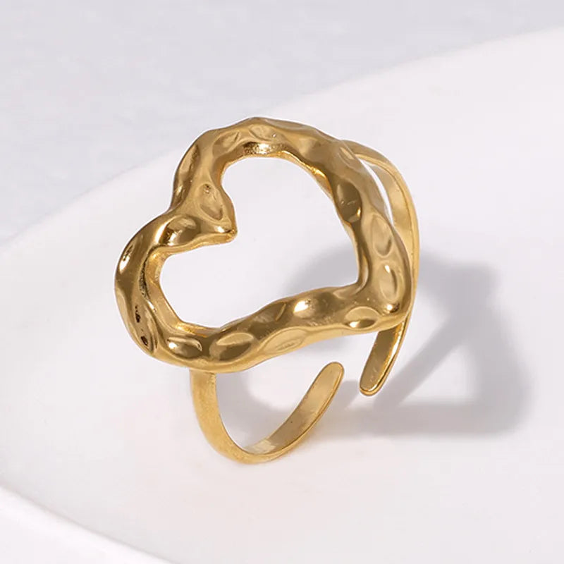 Hammered Heart Gold Ring