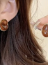 Σκουλαρίκια Amber Resin με Χρυσό Πλαίσιο