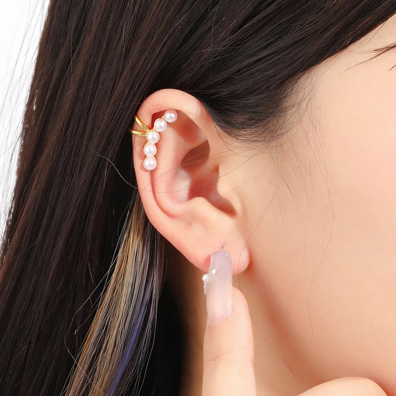Ear Cuff με Μαργαριτάρια και Χρυσό Σύρμα