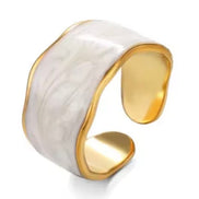 Δαχτυλίδι Cuff Λευκό Σμάλτο & Χρυσό