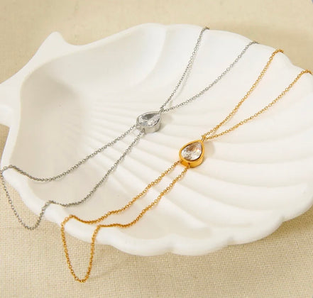 Hand Chain Σταγόνα - Χρυσό Βραχιόλι με Δαχτυλίδι