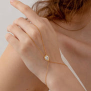 Hand Chain Σταγόνα - Χρυσό Βραχιόλι με Δαχτυλίδι