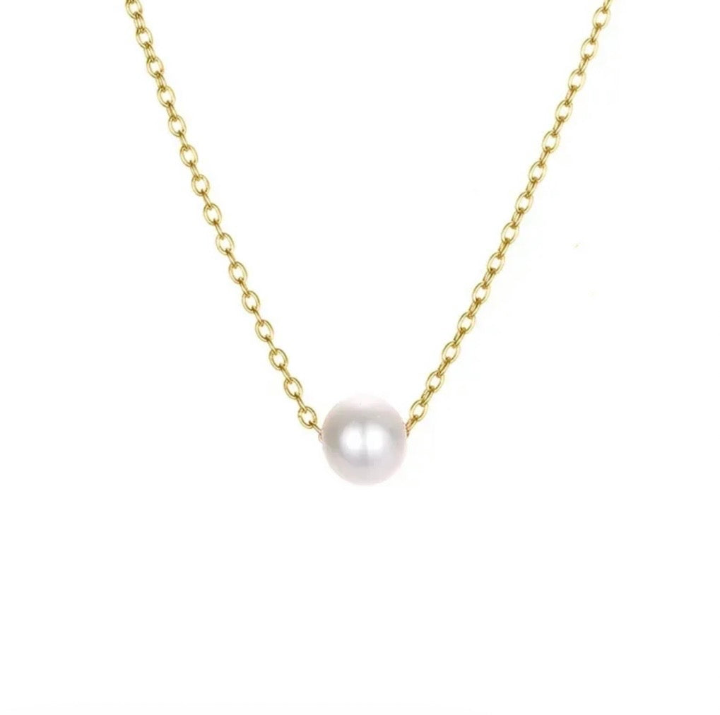 Χρυσό Κολιέ Floating Pearl