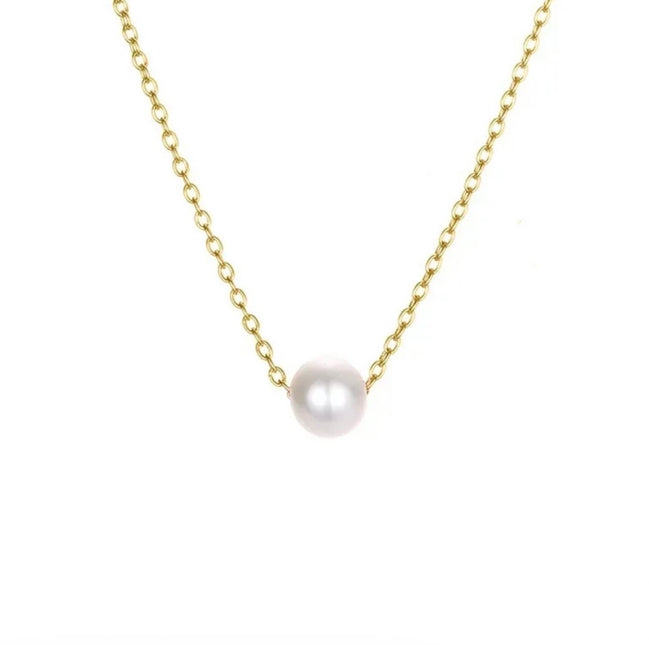 Χρυσό Κολιέ Floating Pearl