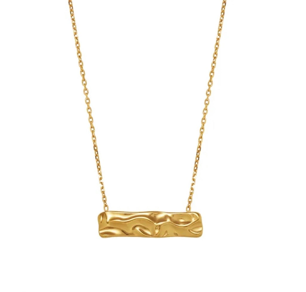 Χρυσό Κολιέ Bar Pendant Textured