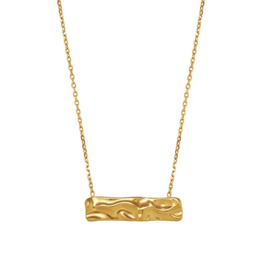 Χρυσό Κολιέ Bar Pendant Textured