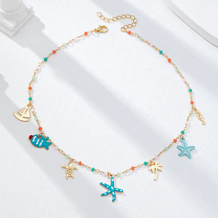 Κολιέ Colorful Σειρά με Θαλάσσια Charms