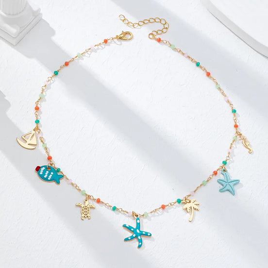 Κολιέ Colorful Σειρά με Θαλάσσια Charms