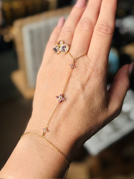 Χρυσό Hand Chain με Αστεράκια