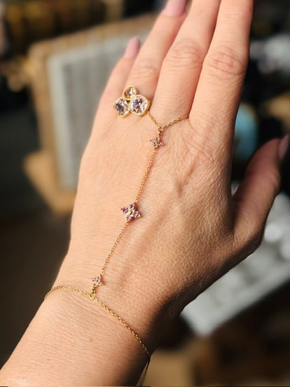 Χρυσό Hand Chain με Αστεράκια