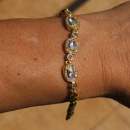 Βραχιόλι Χρυσό με Πέτρες Zircon Halo