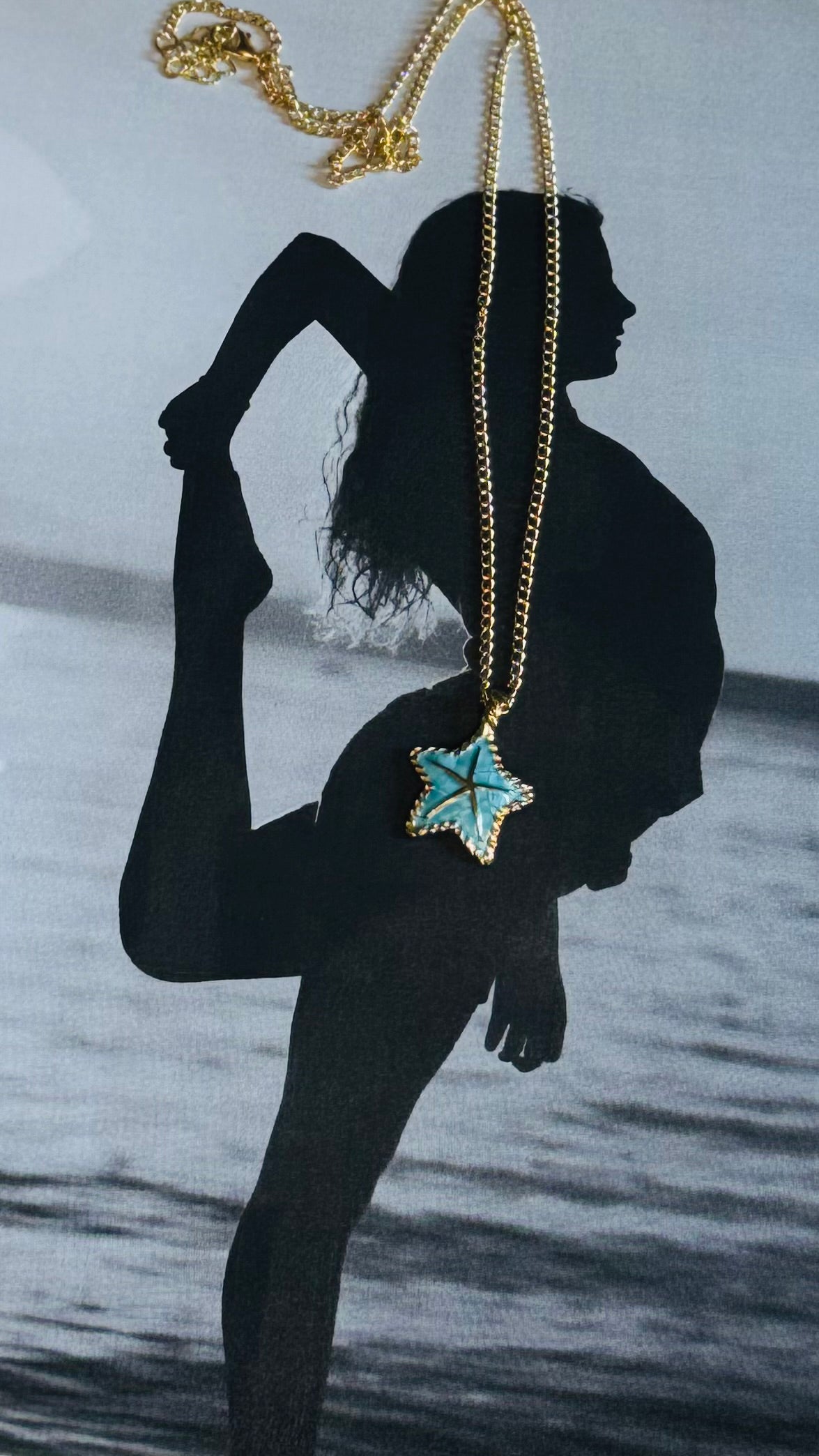 Star Pendant Necklace – Χρυσό Κολιέ Αστέρι Τιρκουάζ