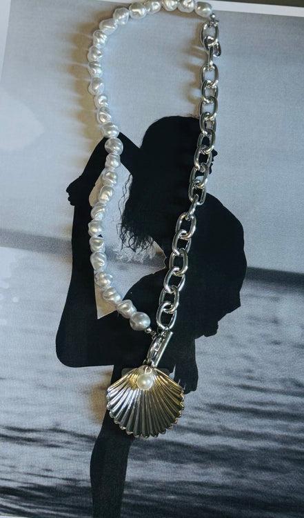 Shell Pearl Chain Necklace – Κολιέ Κοχύλι & Μαργαριτάρια