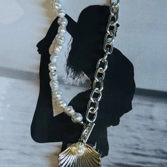 Shell Pearl Chain Necklace – Κολιέ Κοχύλι & Μαργαριτάρια