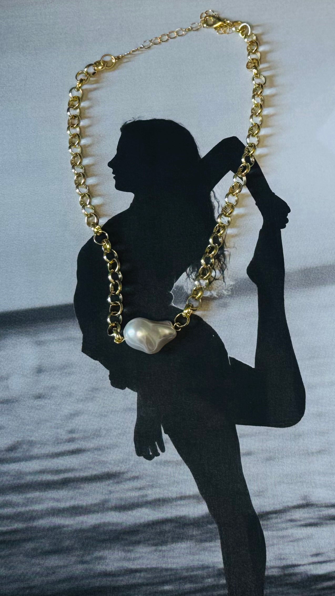 Baroque Pearl Gold Chain Necklace – Κολιέ με Μεγάλο Baroque Μαργαριτάρι