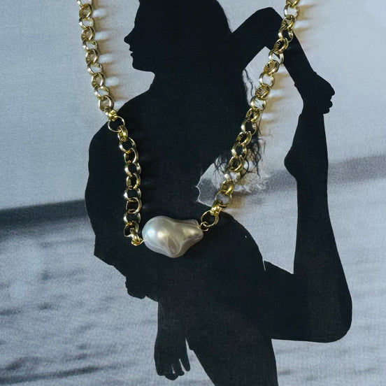 Baroque Pearl Gold Chain Necklace – Κολιέ με Μεγάλο Baroque Μαργαριτάρι