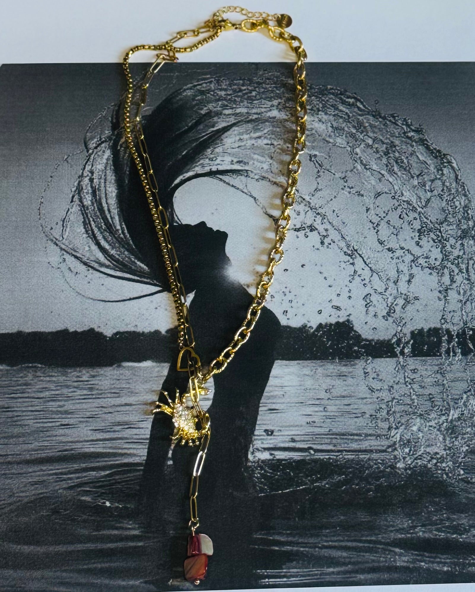 Gold Crab Charm Necklace