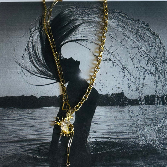 Gold Crab Charm Necklace