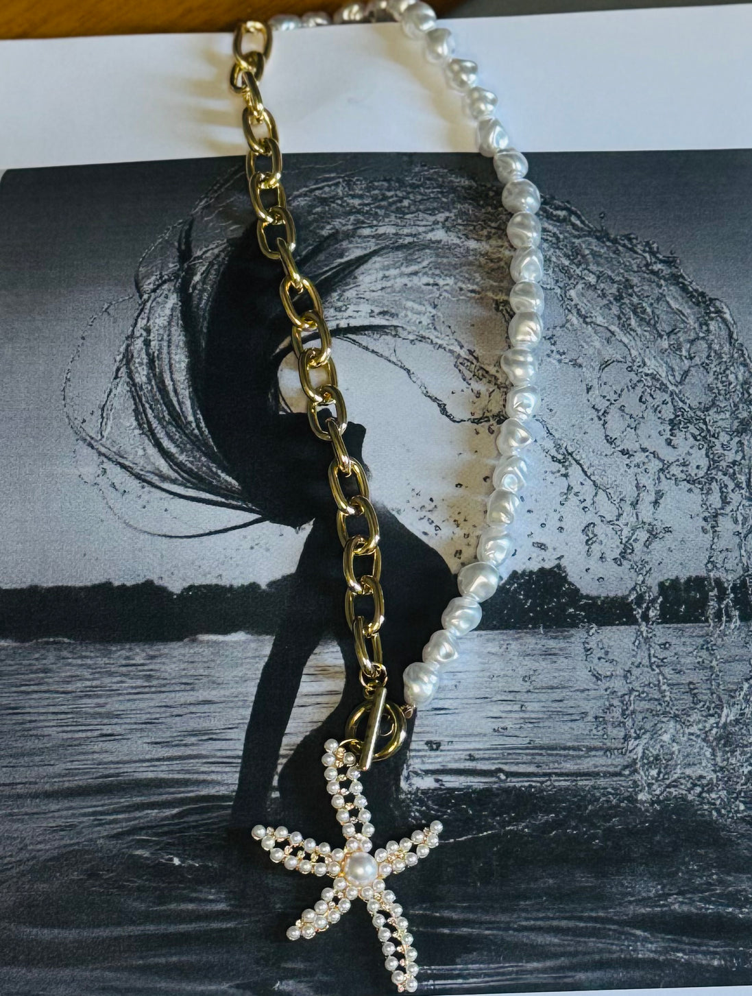 Starfish Pearl Chain Necklace – Κολιέ Αστερίας & Μαργαριτάρια