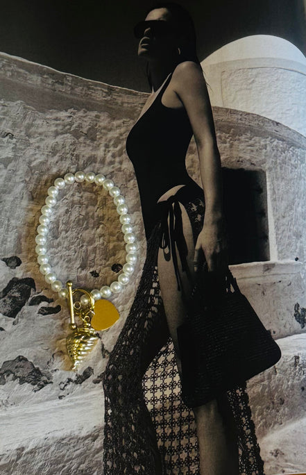 Βραχιόλι Μαργαριταριών με Χρυσό Toggle & Charm Κοχύλι
