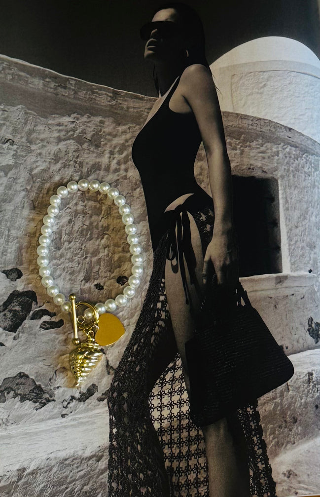 Βραχιόλι Μαργαριταριών με Χρυσό Toggle & Charm Κοχύλι