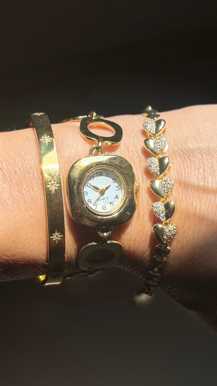 Gold Quartz Watch Bracelet