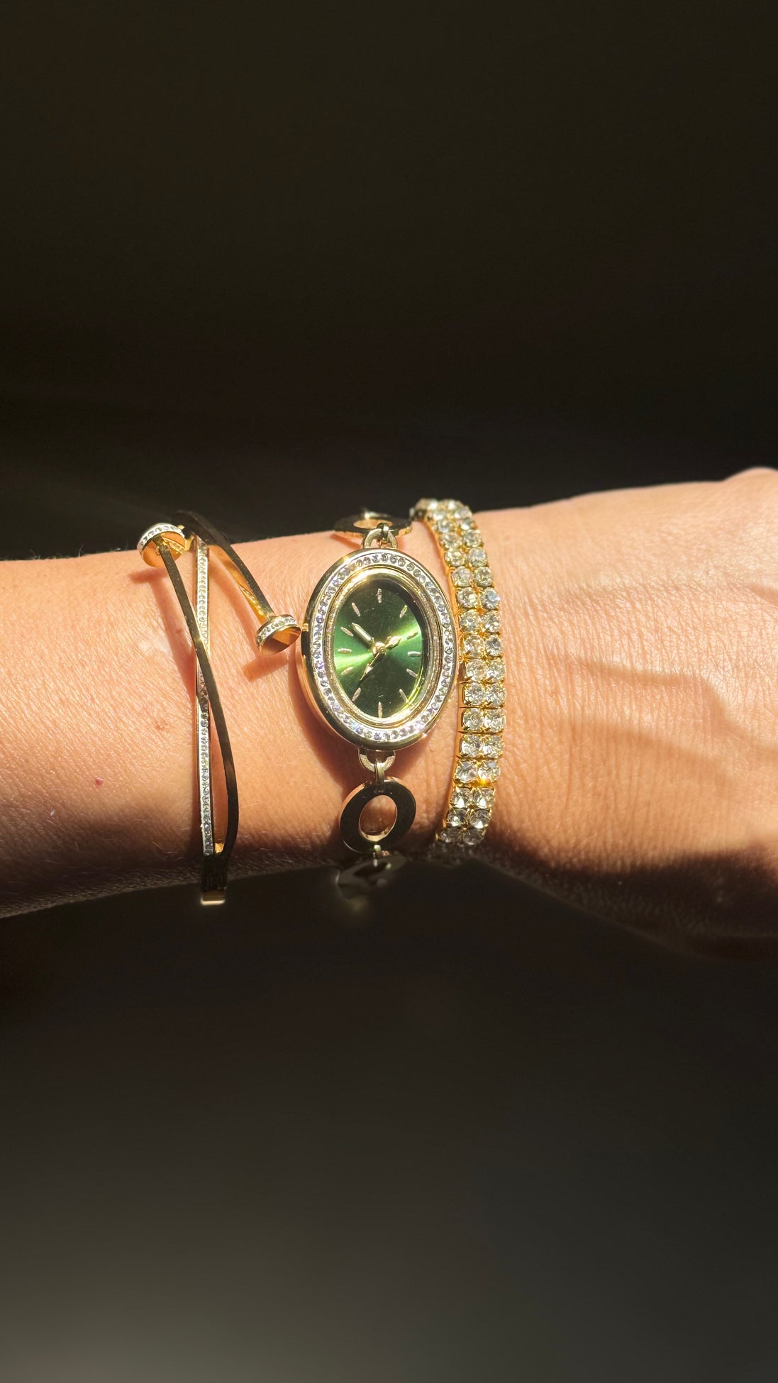 Green Dial Oval Watch Bracelet