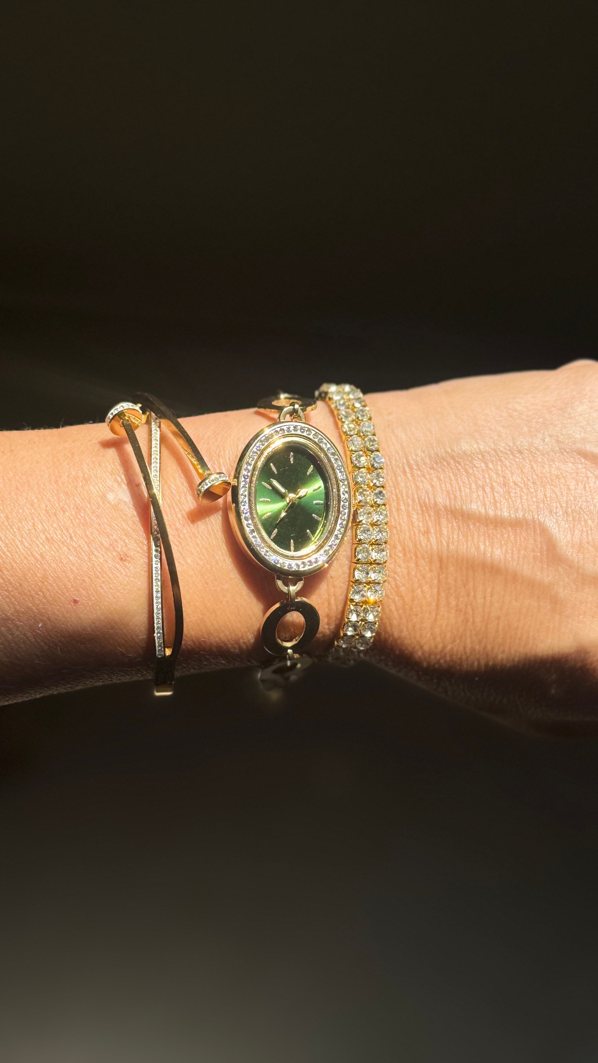 Green Dial Oval Watch Bracelet