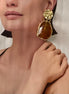Σκουλαρίκια Amber Stone με Hammered Κουμπί
