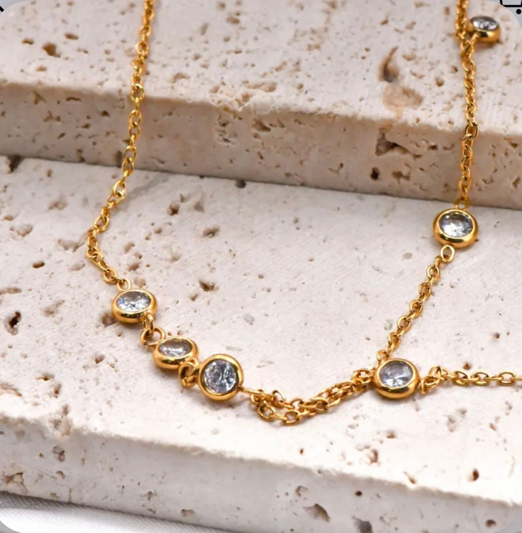 Hand Chain Πολύχρωμο - Χρυσό Βραχιόλι με Δαχτυλίδι