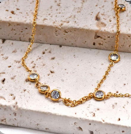 Hand Chain Πολύχρωμο - Χρυσό Βραχιόλι με Δαχτυλίδι