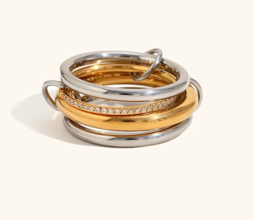Stacked Two-Tone Ring Set