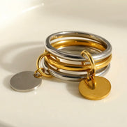 Two-Tone Charm Ring Set