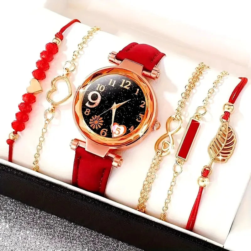 Σετ Δώρου Κόκκινο 6 τεμαχίων με Ρολόι