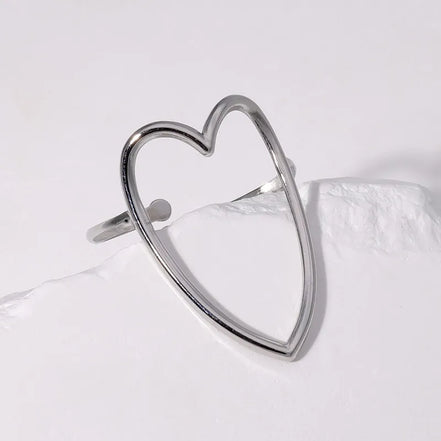 Open Heart Silver Ring